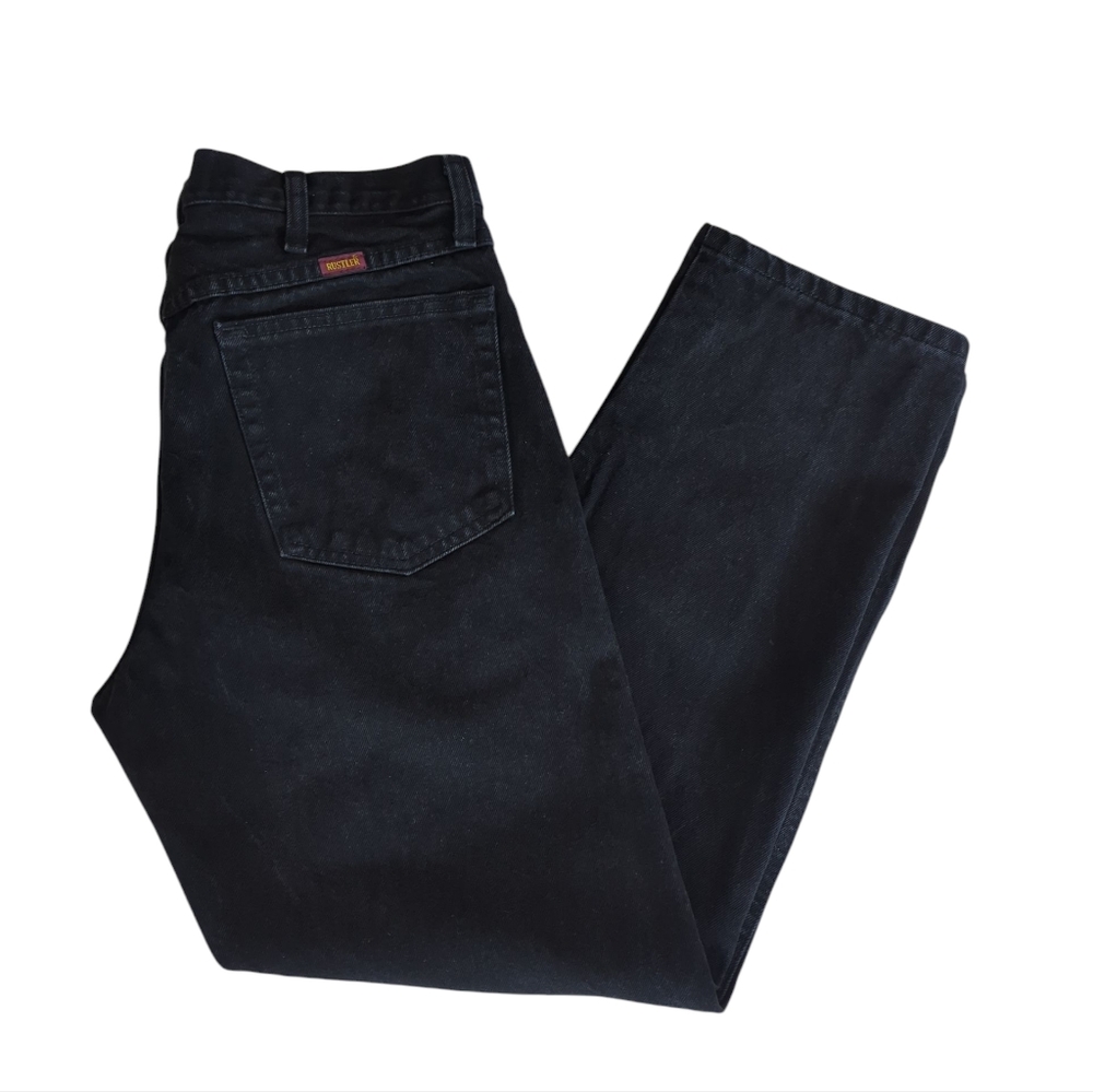 Rustler Heavyweight Denim Regular Fit Straight Leg Jeans 34 x 29 Black Pockets